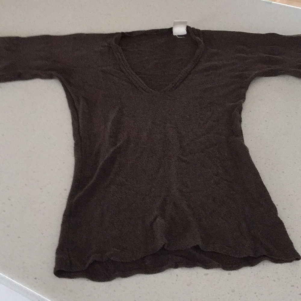 Elie Tahari Brown V-Neck Sweater